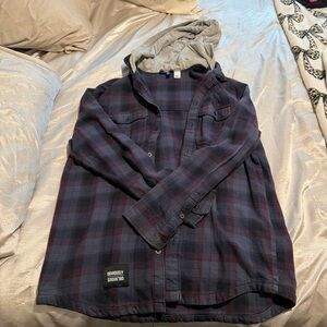Plaid Hooded Shirt Jacket
